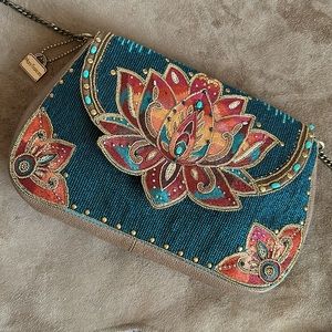 Mary Frances Beaded Lotus Purse Bag